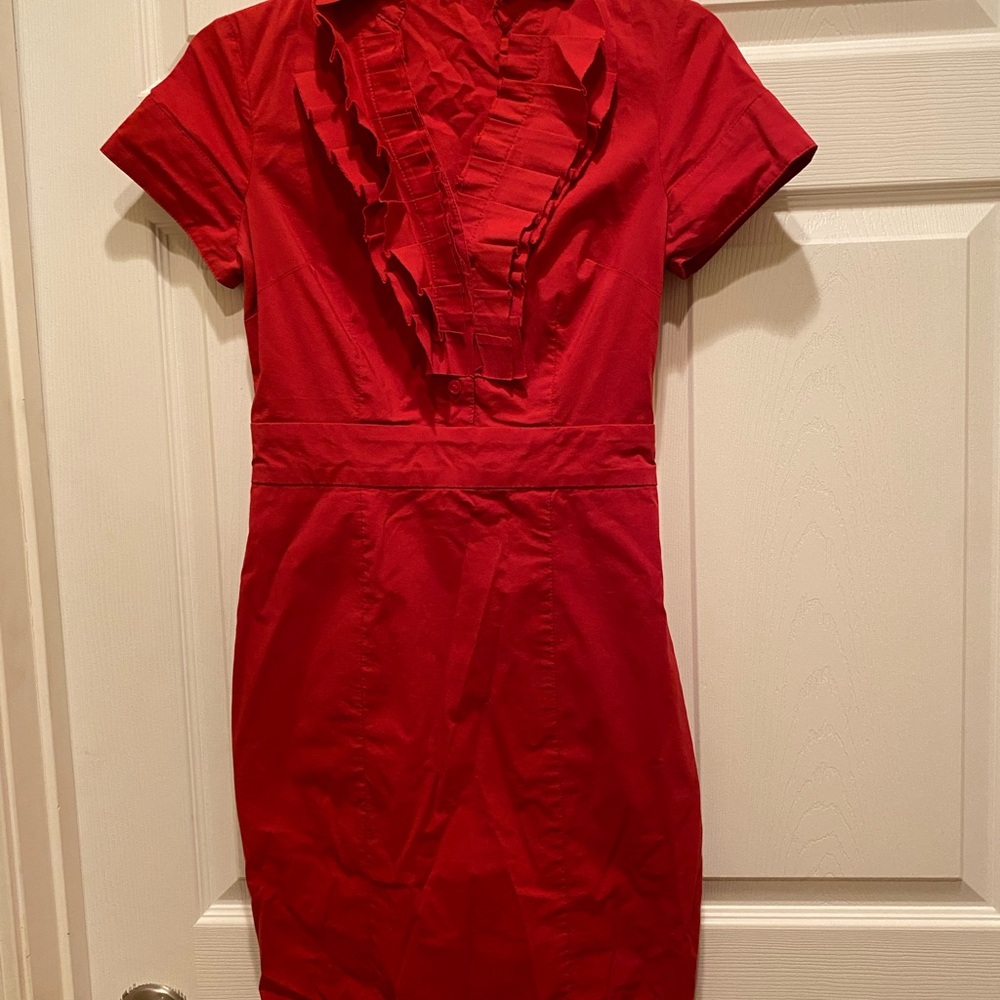 Elegant Red Ruffled Dress